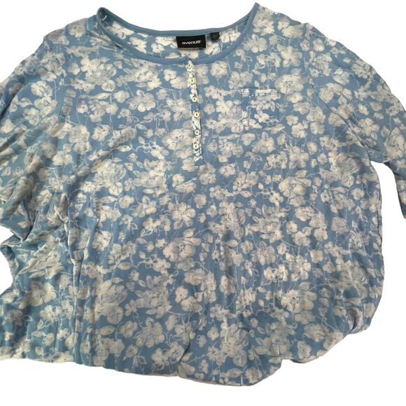 Avenue Plus Size Sheer Floral Popover Blouse Top Plus Size 30/32 3/4 Sleeves - Picture 13 of 13